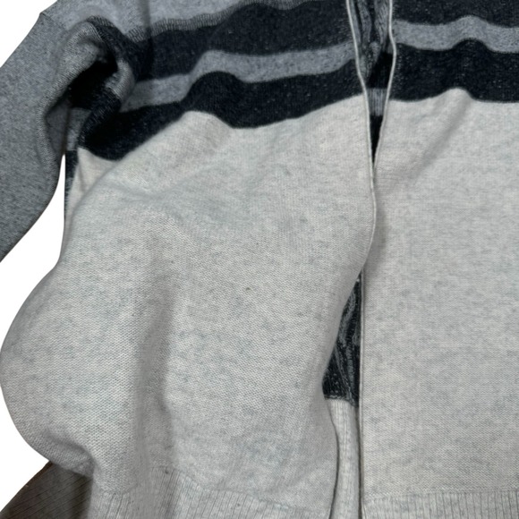 VINCE Cashmere & Wool Sz S Gray & Black Color Block Striped Open Front Cardigan - Picture 4 of 15